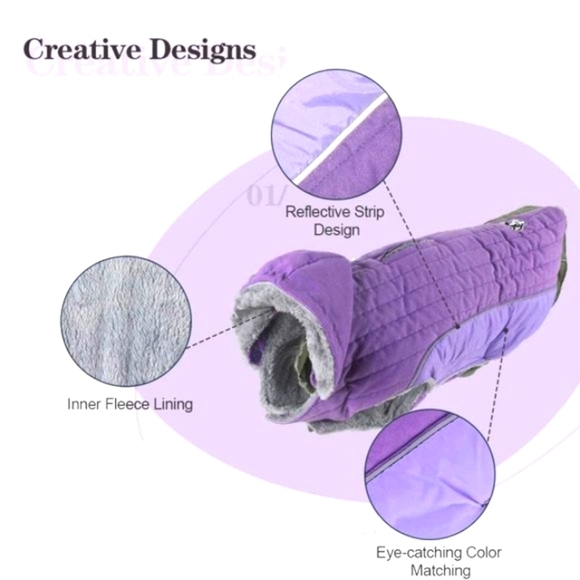 LEONARD MOUNTAIN GRAY & PURPLE FLEECE LINED HOODIE DOG COAT SIZE LARGE NWOT - Picture 3 of 8